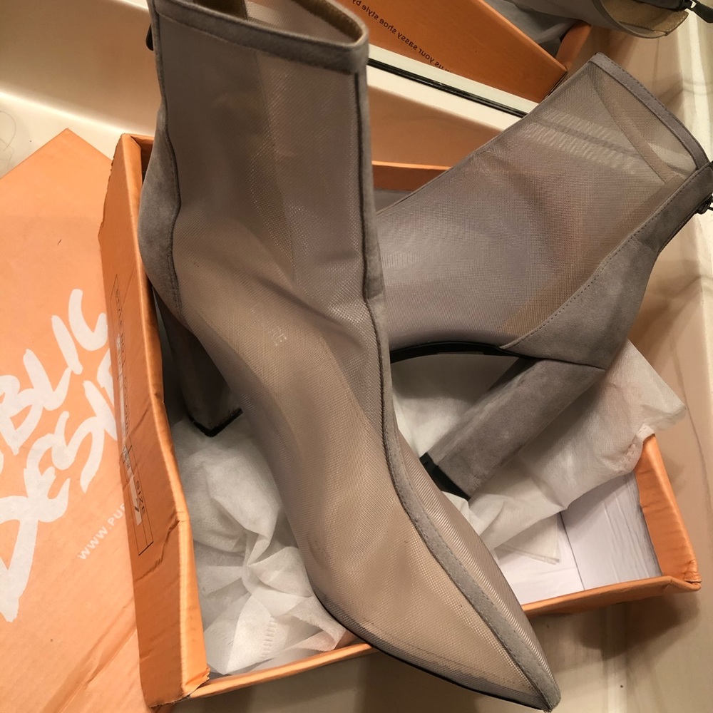 Public desire gravy mesh high heel booties